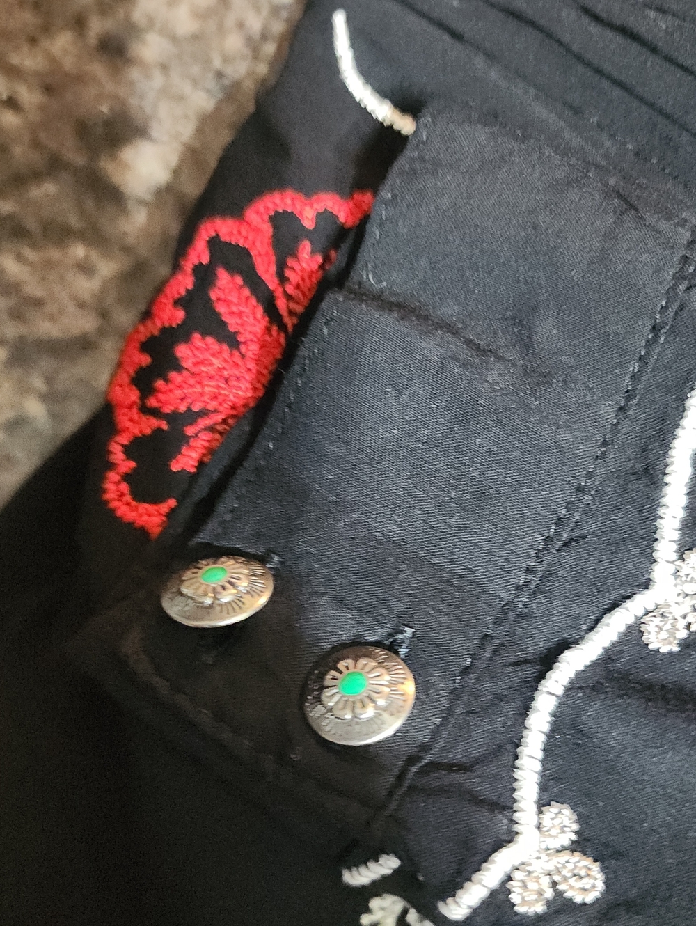 Tasha Polizzi Black Tunic with Red and White Floral Embroidery - Picture 6 of 6